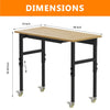 RaDEWAY Adjustable Height Oak Workbench With Sockets with 4 Wheels