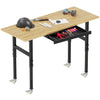 RaDEWAY Adjustable Height Oak Workbench With Sockets with 4 Wheels